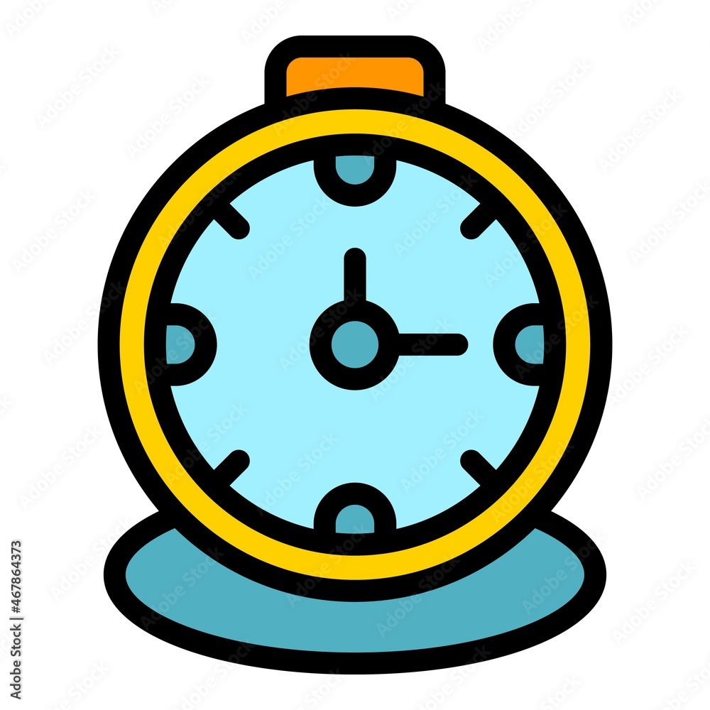 Poster sleeping alarm clock icon. outline sleeping alarm clock vector icon color flat isolated