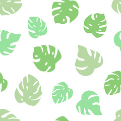 Seamless pattern of monstera leaves. Background wallpaper of a tropical plant in a flat style.