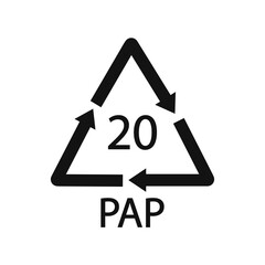 Paper recycling symbol PAP 20. Vector illustration