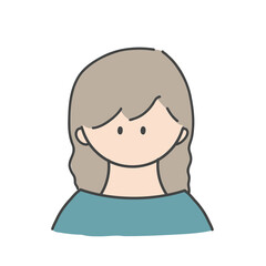 ロングヘアの女の子のバストアップアイコンイラスト
