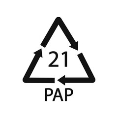 Paper recycling symbol PAP 21 other mixed paper. Vector illustration