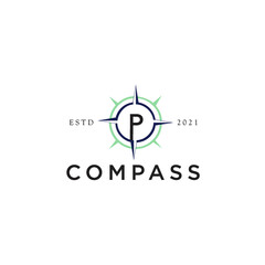 Initial p compass logo designs