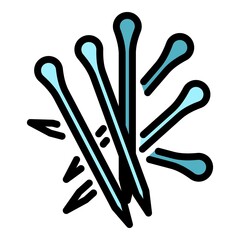 Stack of toothpick icon. Outline stack of toothpick vector icon color flat isolated