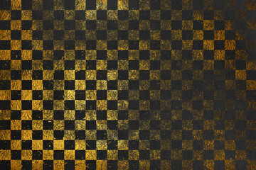Matte black with gold checkered Japanese background - obrazy, fototapety, plakaty