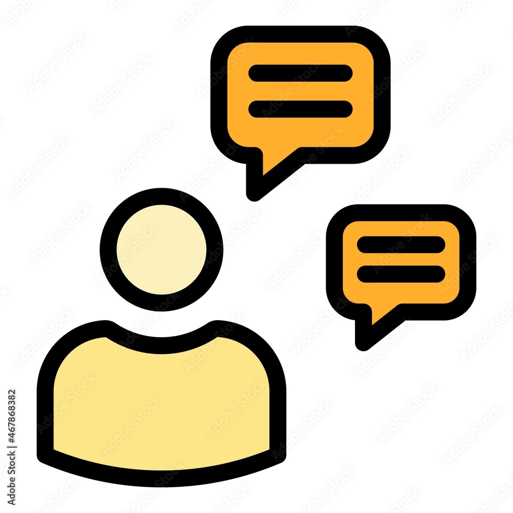 Poster computer chat request icon. outline computer chat request vector icon color flat isolated