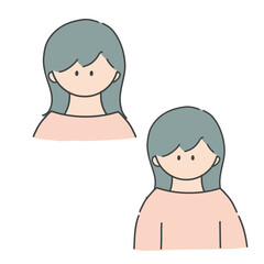 ロングヘアの女の子のバストアップアイコンイラスト