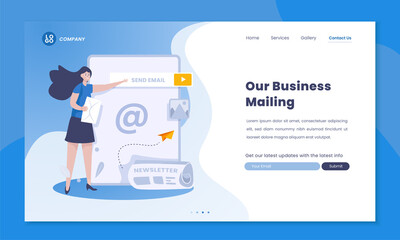 Newsletter business mailing on landing page template