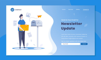 Email subscribe newsletter on website page concept