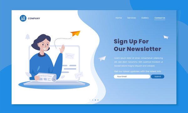Sign up newsletter subscription on landing page template