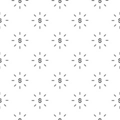 Obraz premium Shining dollar on white background. Flat seamless vector illustration.