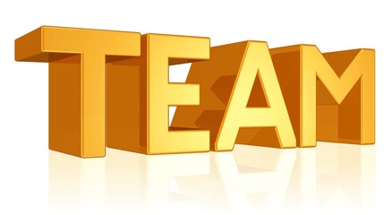 das Wort TEAM in gro&szlig;en goldenen Blockbuchstaben