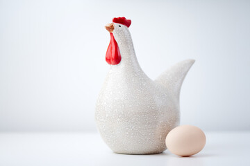 easter egg and ceramic chicken