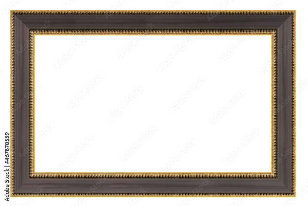 Wall mural old style vintage brown and golden frame isolated on a white background