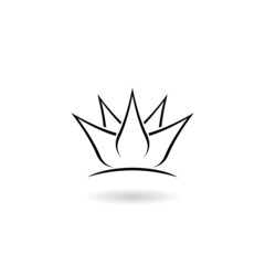 Lotus flower line icon with shadow
