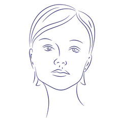 Beautiful female face with short haircut. Fashion vector illustration