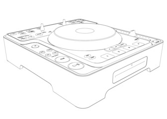 Fototapeta premium Black lines detailed vinyl sampler outline isolated on white background. Perspective view. Vector illustration