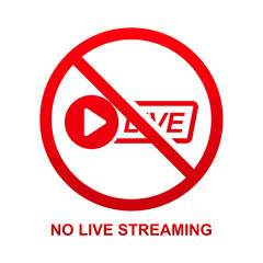 No live streaming sign isolated on white background vector illustration.