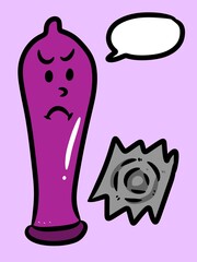 cute condom cartoon on pink background