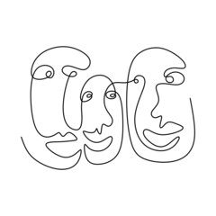One line art abstract female face contemporary minimalist style