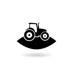 Tractor icon with shadow isolated on white background