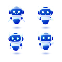 Cute robots - 2. A cute set of 3d chatbot characters. Vector illustration. - obrazy, fototapety, plakaty