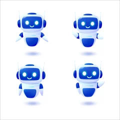 Fotobehang Cute robots - 2. A cute set of 3d chatbot characters. Vector illustration. © Arina