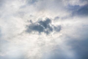Close-up shot of partial white and grey cloud looks dramatic.