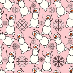 Seamless new year pattern with snowman for fabrics and textiles and linens 