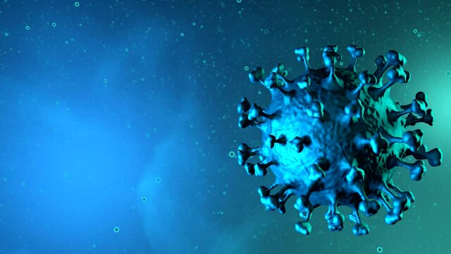 Coronavirus disease COVID-19 outbreak. Microscopic view of a infectious SARS-CoV-2 deltacron virus cell. 3D endless loop animation