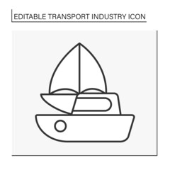 Water transport line icon. Transport for movement of people and goods. Boat and ship. Industry type concept. Isolated vector illustration. Editable stroke