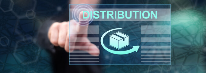 Man touching a distribution concept
