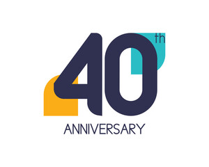 40th anniversary geometric logo. Overlap shapes for birthday design. Minimalist forty year celebration