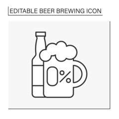  Drink line icon. Alcohol by volume. Hops. Beer brewing concept. Isolated vector illustration. Editable stroke