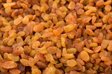 Light raisins. Dried grapes. Dried fruits close-up.