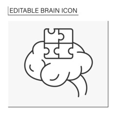  Brain line icon.Idea. Puzzle. Workout for the brain. Neurology. Brainstorming concept. Isolated vector illustration. Editable stroke