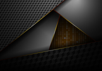 Abstract dark metallic texture, dark background from pixel golden mosaic surface