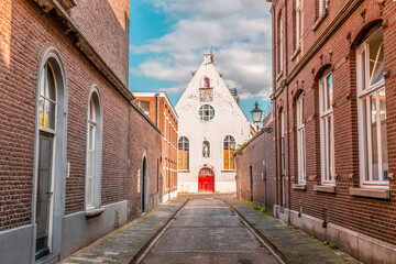 Obraz premium Typical Dutch architecture and street view in Maastricht, NL