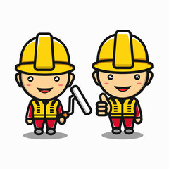Obraz na płótnie Canvas set of construction worker cartoon