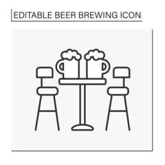  Drink line icon. Brewpub. Bar with alcohol drinks. Beer brewing concept. Isolated vector illustration. Editable stroke