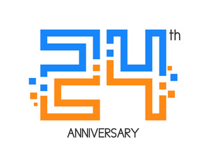24 years anniversary logo design with digital concept and pixel icon