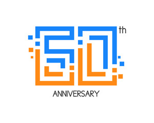 60 years anniversary logo design with digital concept and pixel icon