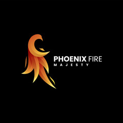 Fototapeta premium Vector Logo Illustration Phoenix Fire Gradient Colorful Style.