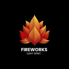 Vector Logo Illustration Fireworks Gradient Colorful Style.