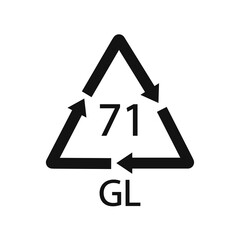 Green Glass recycling code 71 GL. Vector illustration