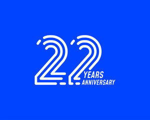 22 years anniversary logo with simple line design for celebration - obrazy, fototapety, plakaty