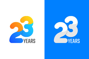 23 years anniversary logo design. 3d number logo for celebration with colorful and simple concept