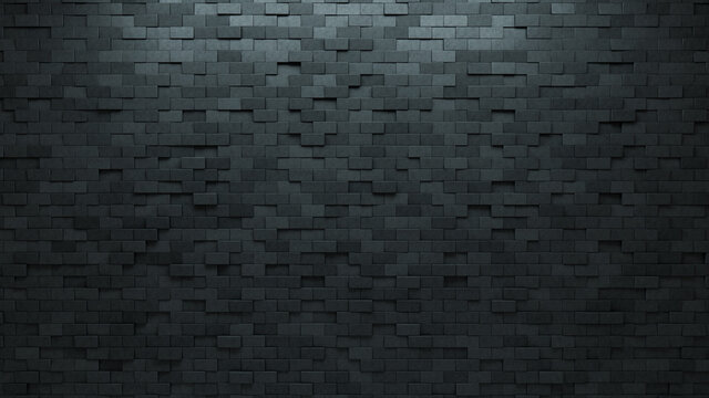 Rectangular, Futuristic Wall background with tiles. Concrete, tile Wallpaper with 3D, Polished blocks. 3D Render