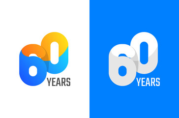 60 years anniversary logo design. 3d number logo for celebration with colorful and simple concept