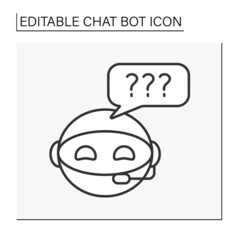  Robot line icon. Smart assistant help users. Digital conversation. Questions. Chatbot concept. Isolated vector illustration. Editable stroke