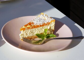 tasty,sweet cheesecake as dessert close up
